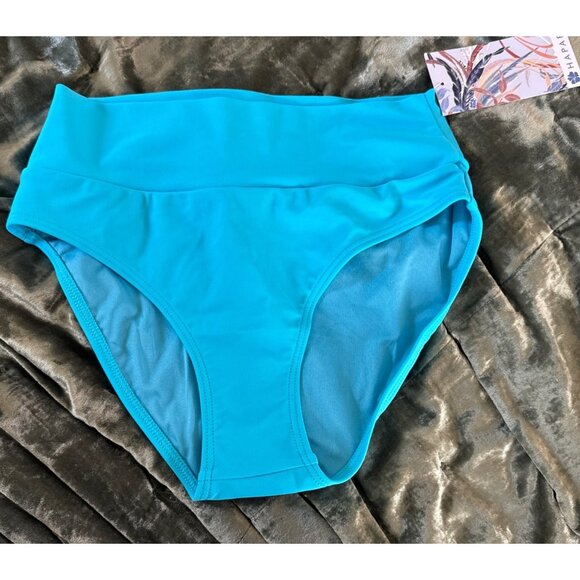 New Hapari Turquoise Tummy Til High Waisted Bikini Bottoms Small - Picture 1 of 6